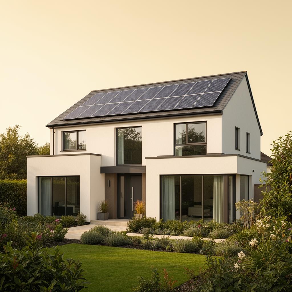 Energy-efficient home with solar panels