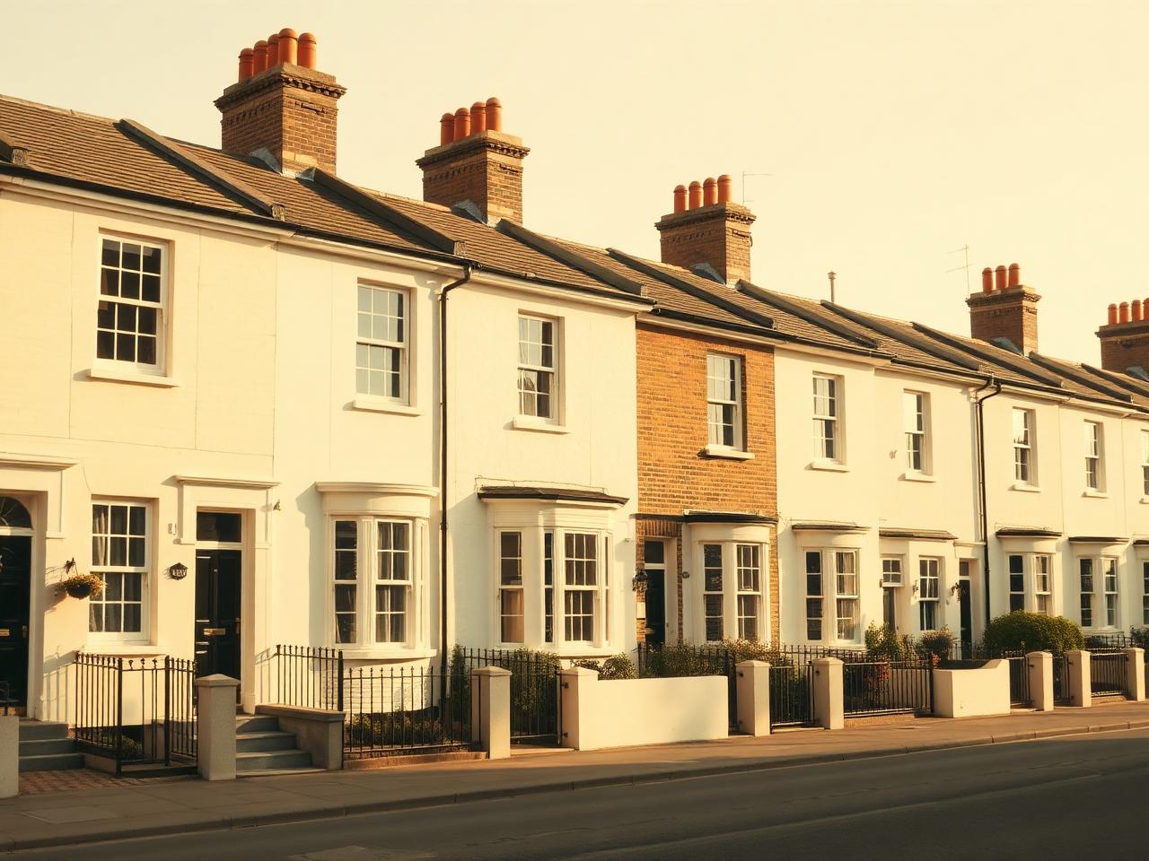 Row of British terraced houses